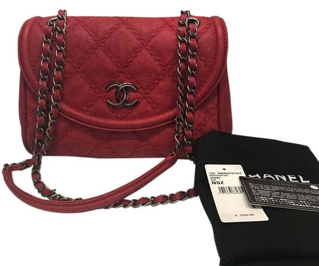 Chanel Caviar Red Leather Cross Body Bag 