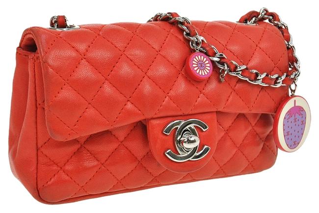 Chanel Shoulder Cc Logo Quilted Coral Red Cross Body Bag 
