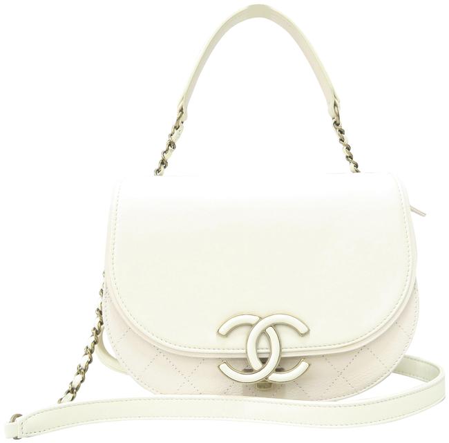 Chanel Shoulder Cc White Calfskin Leather Cross Body Bag 