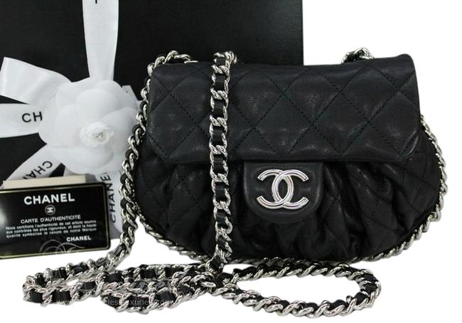 Chanel Chain All Around Black Calfskin Leather Cross Body Bag 
