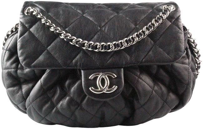 Chanel Chain Around Black Lambskin Leather Cross Body Bag 