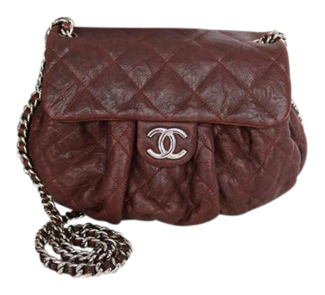 Chanel Chain Around Dark Brown Distressed Calfskin Cross Body Bag 