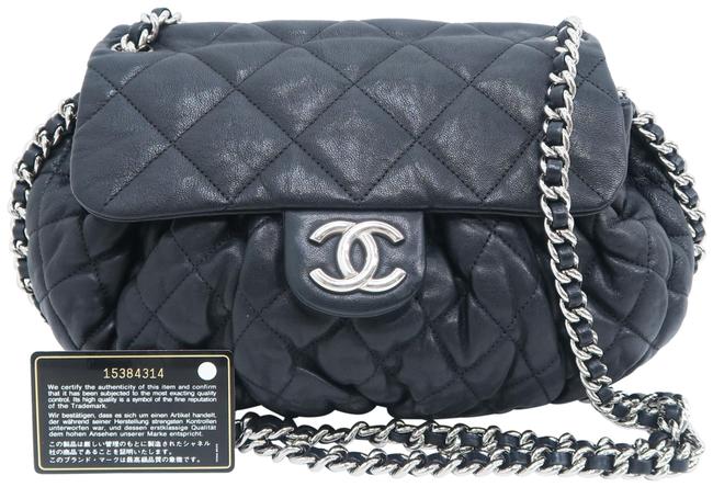 Chanel Chain Around Medium Black Calfskin Leather Cross Body Bag 
