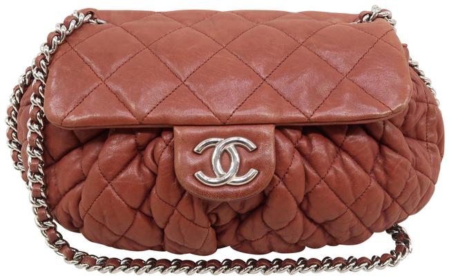 Chanel Chain Around Medium Brickred Calfskin Cross Body Bag 
