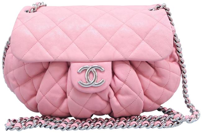 Chanel Chain Around Medium Pink Calfskin Leather Cross Body Bag 