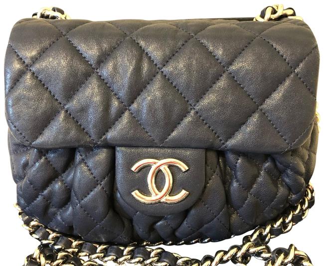 Chanel Chain Around Small Dark Navy Calfskin Leather Cross Body Bag 