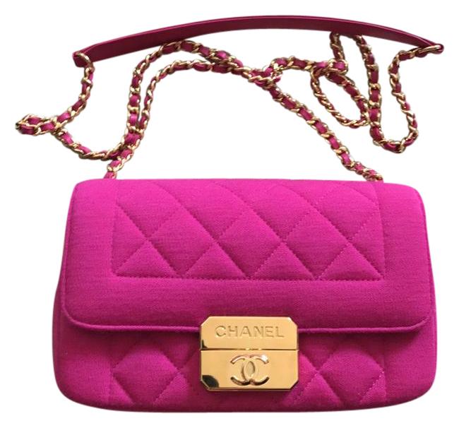 Chanel Chic with Me Mini Hot Pink Jersey Fabric Cross Body Bag 