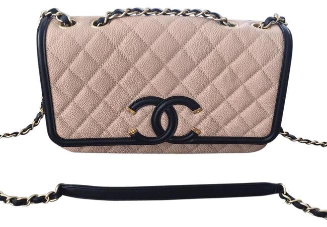 Chanel Classic Beige Leather Cross Body Bag 