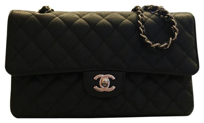 Chanel Double Flap Classic Black Caviar Cross Body Bag 