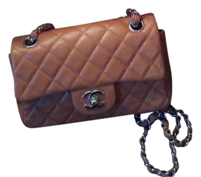 Chanel Classic Double Strap Chestnut Brown Caviar Leather Cross Body Bag 