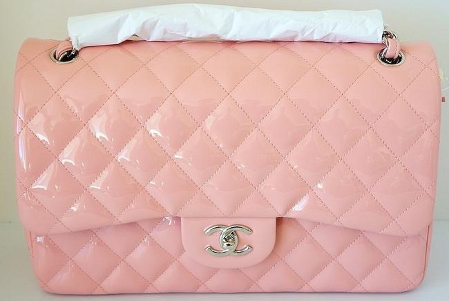 Chanel Classic Flap 2013s Jumbo Pink Patent Leather Cross Body Bag 
