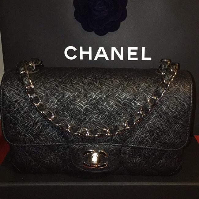 Chanel Classic Flap 2018 Mini Rectangle Caviar Black Leather Cross Body Bag 