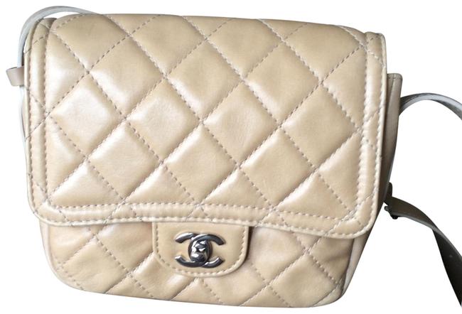 Chanel Classic Flap Beige Which Is Nude Distressed Leather Cross Body Bag 