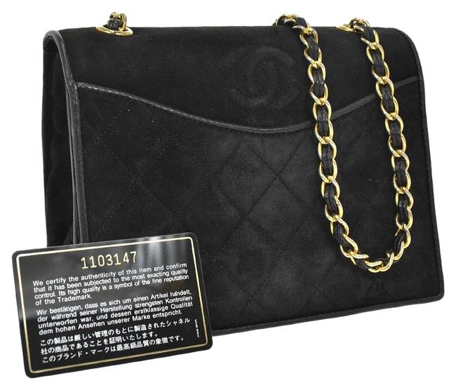 Chanel Classic Flap Ghw Black Suede Cross Body Bag 