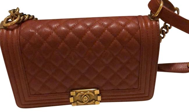Chanel Classic Flap Boy Medium Quilted Dark Orange Cross Body Bag 