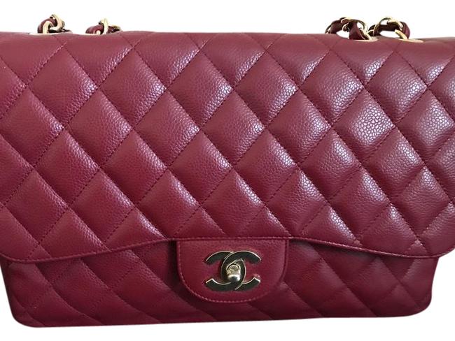 Chanel Classic Flap Classic Jumbo Single Red Caviar Cross Body Bag 