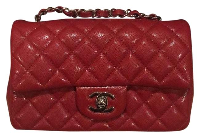 Chanel Classic Flap Dark Pink Caviar Leather Cross Body Bag 