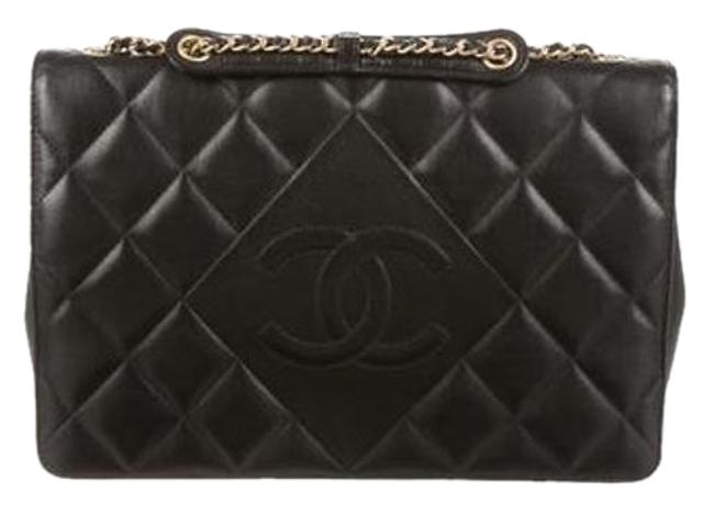 Chanel Classic Flap Diamond Limited Edition Black Lamb Leather Cross Body Bag 