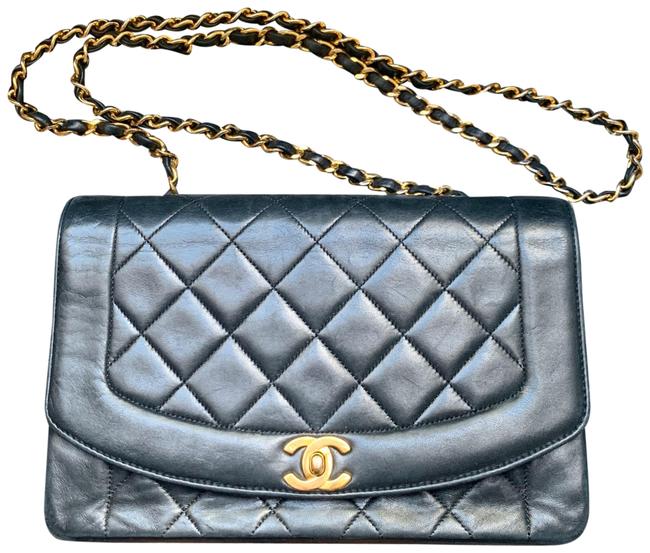 Chanel Classic Flap Diana Black Lambskin Leather Cross Body Bag 