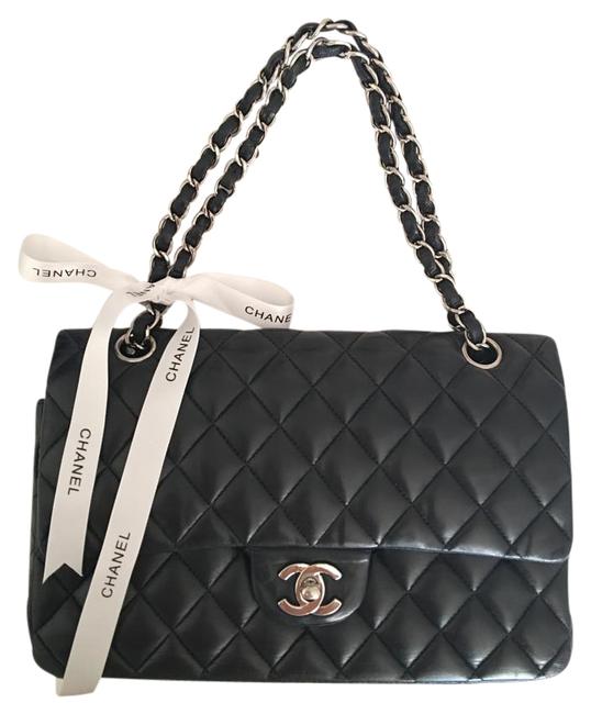 Chanel Classic Flap Double Black Lambskin Cross Body Bag 