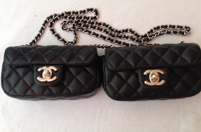 Chanel Classic Flap Double Lambskin Mini Black Cross Body Bag 