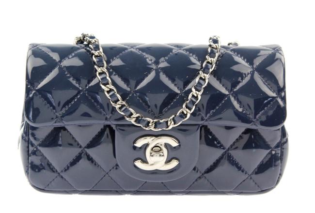 Chanel Classic Flap Extra Mini Navy Patent Leather Cross Body Bag 