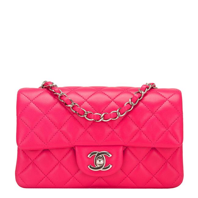 Chanel Classic Flap Fuchsia Quilted Lambskin Rectangular Mini Cross Body Bag 