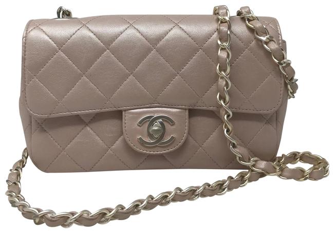 Chanel Classic Flap Iridescent Mini Pink Leather Cross Body Bag 