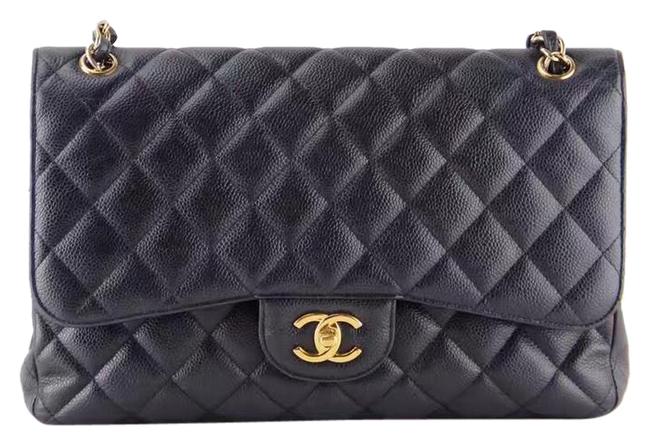 Chanel Classic Flap Jumbo Caviar Leather Black Cross Body Bag 
