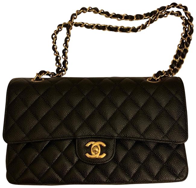 Chanel Classic Flap Medium A01112 Black Leather Cross Body Bag 