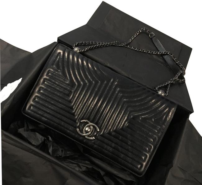 Chanel Classic Flap Medium Korean Garden In Black Calfskin Cross Body Bag 