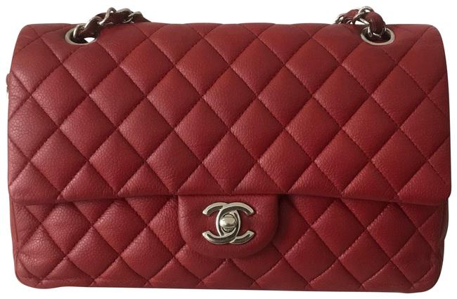 Chanel Classic Flap Medium Red Caviar Leather Cross Body Bag 