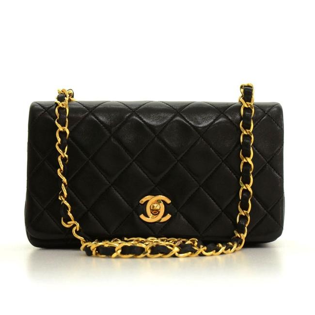 Chanel Shoulder Classic Flap Mini Black Lambskin Cross Body Bag 