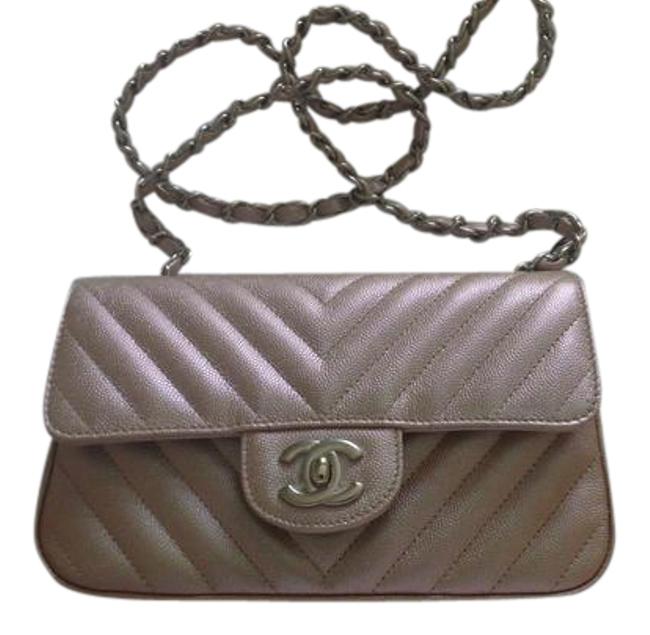 Chanel Classic Flap Mini Chevron Rosegold Caviar Cross Body Bag 