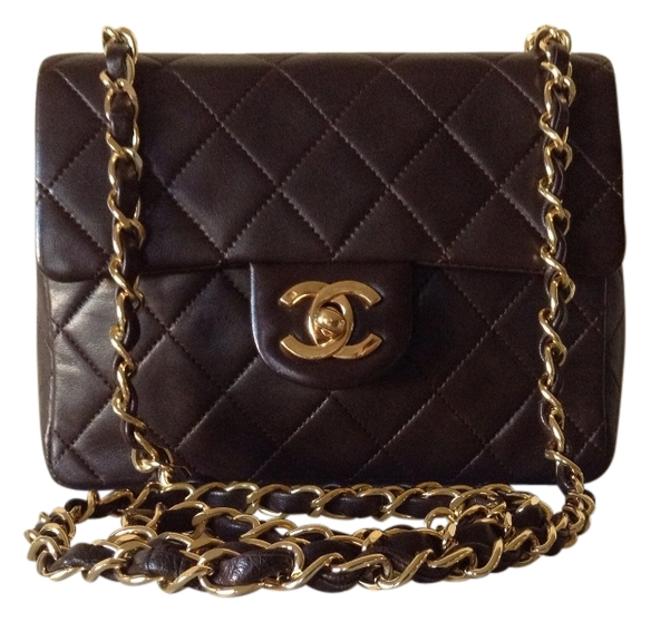 Chanel Classic Flap Mini Dark Brown Lambskin Leather Cross Body Bag 