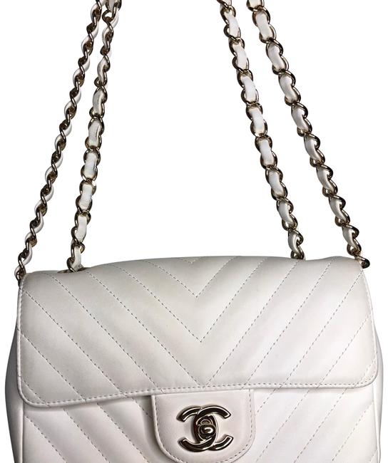 Chanel Classic Flap Mini Handbag White Leather Cross Body Bag 