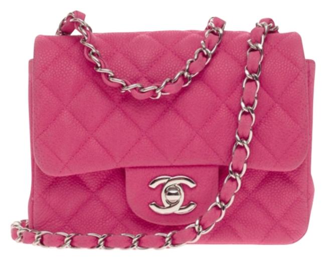 Chanel Classic Flap Mini Pink Matte Caviar Leather Cross Body Bag 