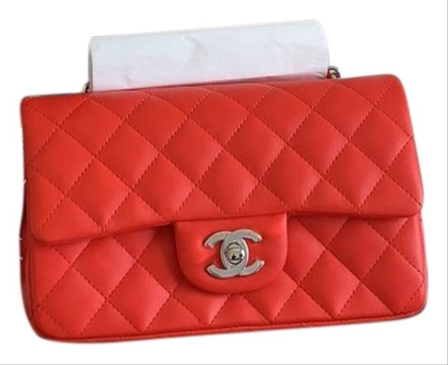 Chanel Classic Flap Mini Red Lambskin Leather Cross Body Bag 