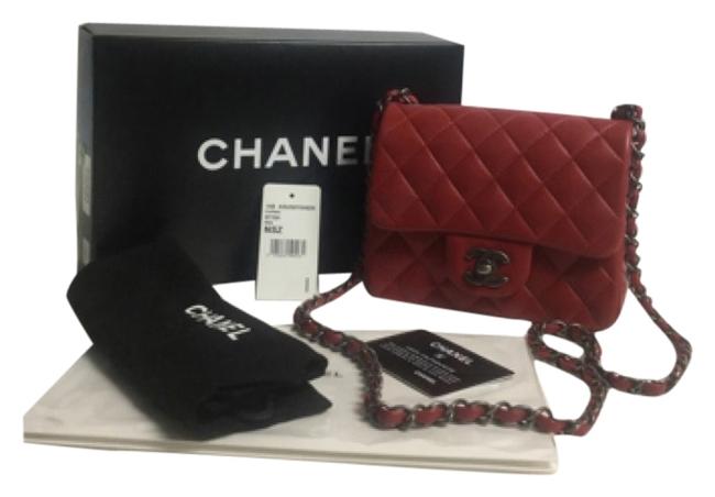 Chanel Classic Flap Mini Square Ruthenium Hardware Cross Body Bag 