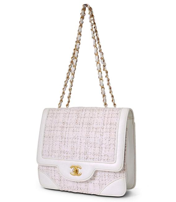 Chanel Classic Flap Mix Rare White Tweed Cross Body Bag 