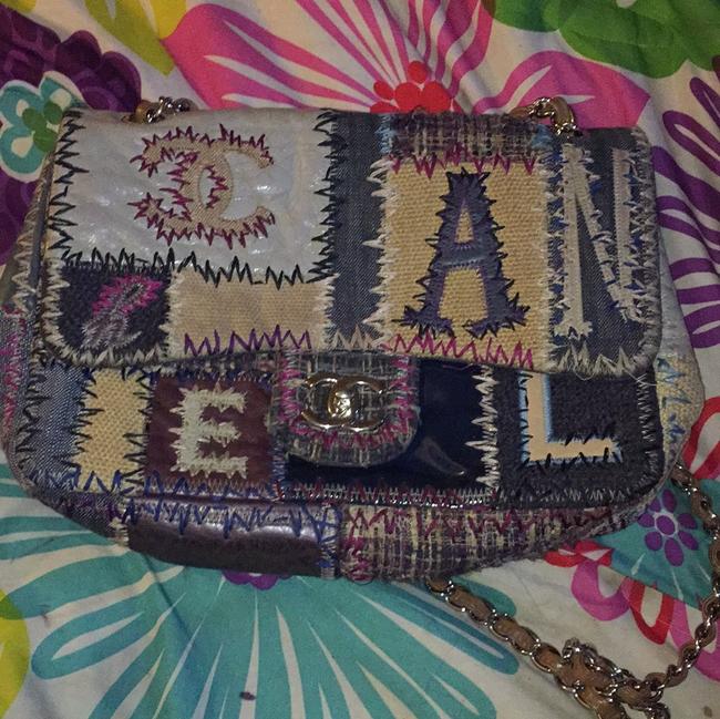 Chanel Classic Flap Mutli color Leather &amp Denim Cross Body Bag 