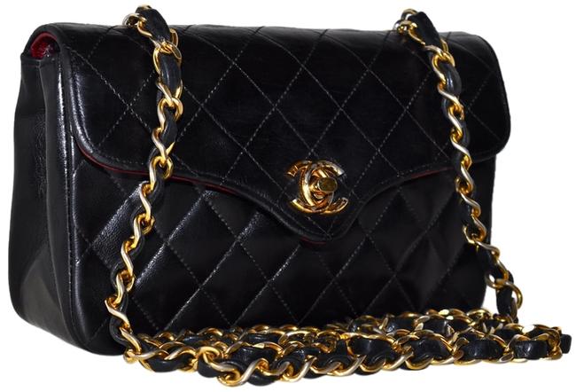 Chanel Classic Flap Paris Quilted Lambskin Black Leather Cross Body Bag 