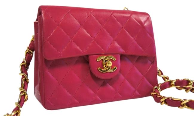 Chanel Classic Flap Pink Lambskin Cross Body Bag 