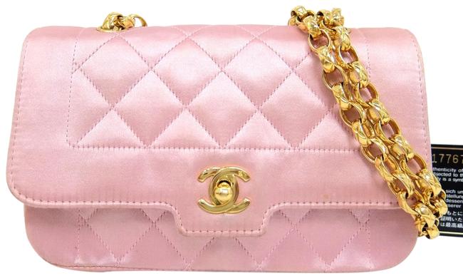 Chanel Classic Flap Rare Gold Hardware Pink Satin Cross Body Bag 