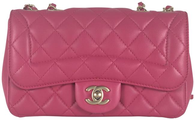 Chanel Classic Flap Small Pink Lambskin Leather Cross Body Bag 