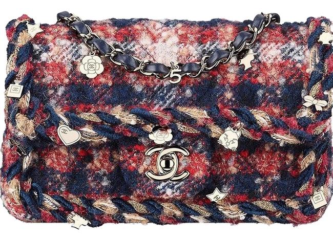 Chanel Classic Flap Tweed Charms Cross Body Bag 