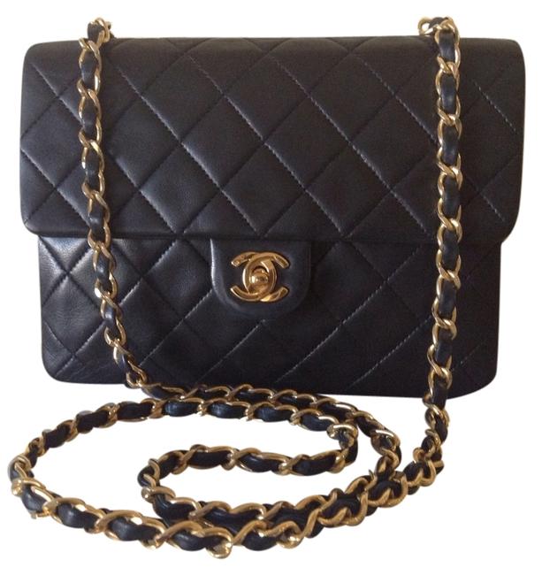 Chanel Classic Flap Vintage Mini Black Lambskin Leather Cross Body Bag 