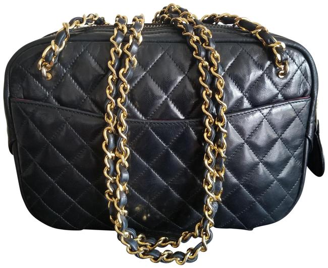 Chanel Classic Handbag Black Lambskin Leather Cross Body Bag 