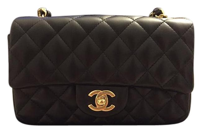 Chanel Classic Mini Flap Black Lambskin Cross Body Bag 