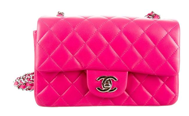 Chanel Classic Mini Flap Pink Leather Cross Body Bag 